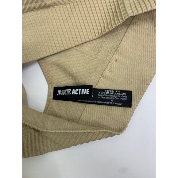 Victoria Secret Pink Active Cream Scoop Neck Seamless Sports Bra Size Small - Picture 8 of 10